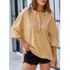 imageSHEWIN Womens Fashion Oversized T Shirts Casual Short Sleeve Reverse Seam Sweatshirt Button Down Summer Tops TeesA Khaki