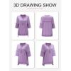 imageSHEWIN Womens Fashion Oversized T Shirts Casual Short Sleeve Reverse Seam Sweatshirt Button Down Summer Tops TeesA Orchid Purple