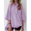imageSHEWIN Womens Fashion Oversized T Shirts Casual Short Sleeve Reverse Seam Sweatshirt Button Down Summer Tops TeesA Orchid Purple