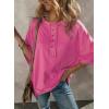 imageSHEWIN Womens Fashion Oversized T Shirts Casual Short Sleeve Reverse Seam Sweatshirt Button Down Summer Tops TeesA Rose Red
