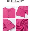 imageSHEWIN Womens Fashion Oversized T Shirts Casual Short Sleeve Reverse Seam Sweatshirt Button Down Summer Tops TeesA Rose Red