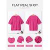 imageSHEWIN Womens Fashion Oversized T Shirts Casual Short Sleeve Reverse Seam Sweatshirt Button Down Summer Tops TeesA Rose Red