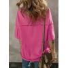 imageSHEWIN Womens Fashion Oversized T Shirts Casual Short Sleeve Reverse Seam Sweatshirt Button Down Summer Tops TeesA Rose Red