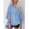 imageSHEWIN Womens Fashion Oversized T Shirts Casual Short Sleeve Reverse Seam Sweatshirt Button Down Summer Tops TeesA Sky Blue