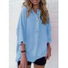 imageSHEWIN Womens Fashion Oversized T Shirts Casual Short Sleeve Reverse Seam Sweatshirt Button Down Summer Tops TeesA Sky Blue