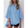 imageSHEWIN Womens Fashion Oversized T Shirts Casual Short Sleeve Reverse Seam Sweatshirt Button Down Summer Tops TeesA Sky Blue