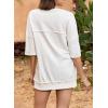 imageSHEWIN Womens Fashion Oversized T Shirts Casual Short Sleeve Reverse Seam Sweatshirt Button Down Summer Tops TeesA White
