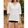 imageSHEWIN Womens Fashion Oversized T Shirts Casual Short Sleeve Reverse Seam Sweatshirt Button Down Summer Tops TeesA White