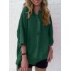 imageSHEWIN Womens Fashion Oversized T Shirts Casual Short Sleeve Reverse Seam Sweatshirt Button Down Summer Tops TeesB Dark Green