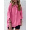 imageSHEWIN Womens Fashion Oversized T Shirts Casual Short Sleeve Reverse Seam Sweatshirt Button Down Summer Tops TeesB Pink