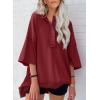 imageSHEWIN Womens Fashion Oversized T Shirts Casual Short Sleeve Reverse Seam Sweatshirt Button Down Summer Tops TeesB Red Dahlia