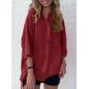 imageSHEWIN Womens Fashion Oversized T Shirts Casual Short Sleeve Reverse Seam Sweatshirt Button Down Summer Tops TeesB Red Dahlia