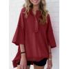imageSHEWIN Womens Fashion Oversized T Shirts Casual Short Sleeve Reverse Seam Sweatshirt Button Down Summer Tops TeesB Red Dahlia
