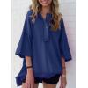 imageSHEWIN Womens Fashion Oversized T Shirts Casual Short Sleeve Reverse Seam Sweatshirt Button Down Summer Tops TeesB Sail Blue