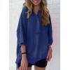imageSHEWIN Womens Fashion Oversized T Shirts Casual Short Sleeve Reverse Seam Sweatshirt Button Down Summer Tops TeesB Sail Blue