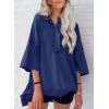 imageSHEWIN Womens Fashion Oversized T Shirts Casual Short Sleeve Reverse Seam Sweatshirt Button Down Summer Tops TeesB Sail Blue