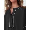 imageSHEWIN Womens Fashion Oversized T Shirts Casual Short Sleeve Reverse Seam Sweatshirt Button Down Summer Tops TeesColor Block Black