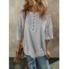 imageSHEWIN Womens Fashion Oversized T Shirts Casual Short Sleeve Reverse Seam Sweatshirt Button Down Summer Tops TeesColor Block Gray
