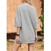 imageSHEWIN Womens Fashion Oversized T Shirts Casual Short Sleeve Reverse Seam Sweatshirt Button Down Summer Tops TeesColor Block Gray