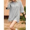 imageSHEWIN Womens Fashion Oversized T Shirts Casual Short Sleeve Reverse Seam Sweatshirt Button Down Summer Tops TeesColor Block Gray