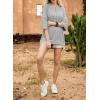 imageSHEWIN Womens Fashion Oversized T Shirts Casual Short Sleeve Reverse Seam Sweatshirt Button Down Summer Tops TeesColor Block Gray