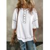 imageSHEWIN Womens Fashion Oversized T Shirts Casual Short Sleeve Reverse Seam Sweatshirt Button Down Summer Tops TeesColor Block White
