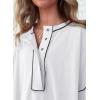 imageSHEWIN Womens Fashion Oversized T Shirts Casual Short Sleeve Reverse Seam Sweatshirt Button Down Summer Tops TeesColor Block White