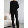 imageSHEWIN Womens Pajama Sets Long Sleeve 2 Piece Lounge Sets Ribbed Knit Sweater SleepwearB Black