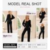 imageSHEWIN Womens Pajama Sets Long Sleeve 2 Piece Lounge Sets Ribbed Knit Sweater SleepwearB Black