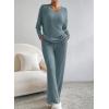 imageSHEWIN Womens Pajama Sets Long Sleeve 2 Piece Lounge Sets Ribbed Knit Sweater SleepwearB Dusk Blue