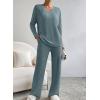 imageSHEWIN Womens Pajama Sets Long Sleeve 2 Piece Lounge Sets Ribbed Knit Sweater SleepwearB Dusk Blue