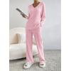 imageSHEWIN Womens Pajama Sets Long Sleeve 2 Piece Lounge Sets Ribbed Knit Sweater SleepwearB Hot Pink
