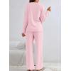 imageSHEWIN Womens Pajama Sets Long Sleeve 2 Piece Lounge Sets Ribbed Knit Sweater SleepwearB Hot Pink