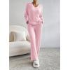 imageSHEWIN Womens Pajama Sets Long Sleeve 2 Piece Lounge Sets Ribbed Knit Sweater SleepwearB Hot Pink
