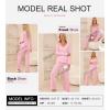 imageSHEWIN Womens Pajama Sets Long Sleeve 2 Piece Lounge Sets Ribbed Knit Sweater SleepwearB Hot Pink