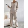 imageSHEWIN Womens Pajama Sets Long Sleeve 2 Piece Lounge Sets Ribbed Knit Sweater SleepwearB Khaki