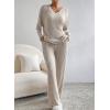 imageSHEWIN Womens Pajama Sets Long Sleeve 2 Piece Lounge Sets Ribbed Knit Sweater SleepwearB Khaki