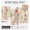 imageSHEWIN Womens Pajama Sets Long Sleeve 2 Piece Lounge Sets Ribbed Knit Sweater SleepwearB Khaki
