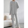 imageSHEWIN Womens Pajama Sets Long Sleeve 2 Piece Lounge Sets Ribbed Knit Sweater SleepwearB Light Grey