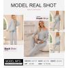 imageSHEWIN Womens Pajama Sets Long Sleeve 2 Piece Lounge Sets Ribbed Knit Sweater SleepwearB Light Grey