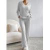 imageSHEWIN Womens Pajama Sets Long Sleeve 2 Piece Lounge Sets Ribbed Knit Sweater SleepwearB Light Grey