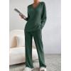 imageSHEWIN Womens Pajama Sets Long Sleeve 2 Piece Lounge Sets Ribbed Knit Sweater SleepwearB Mist Green