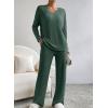 imageSHEWIN Womens Pajama Sets Long Sleeve 2 Piece Lounge Sets Ribbed Knit Sweater SleepwearB Mist Green
