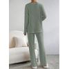imageSHEWIN Womens Pajama Sets Long Sleeve 2 Piece Lounge Sets Ribbed Knit Sweater SleepwearC Green