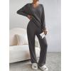 imageSHEWIN Womens Pajama Sets Long Sleeve 2 Piece Lounge Sets Ribbed Knit Sweater SleepwearC Grey