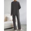 imageSHEWIN Womens Pajama Sets Long Sleeve 2 Piece Lounge Sets Ribbed Knit Sweater SleepwearC Grey