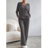 imageSHEWIN Womens Pajama Sets Long Sleeve 2 Piece Lounge Sets Ribbed Knit Sweater SleepwearC Grey