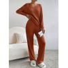 imageSHEWIN Womens Pajama Sets Long Sleeve 2 Piece Lounge Sets Ribbed Knit Sweater SleepwearC Orange