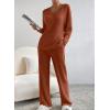 imageSHEWIN Womens Pajama Sets Long Sleeve 2 Piece Lounge Sets Ribbed Knit Sweater SleepwearC Orange