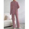 imageSHEWIN Womens Pajama Sets Long Sleeve 2 Piece Lounge Sets Ribbed Knit Sweater SleepwearC Pink